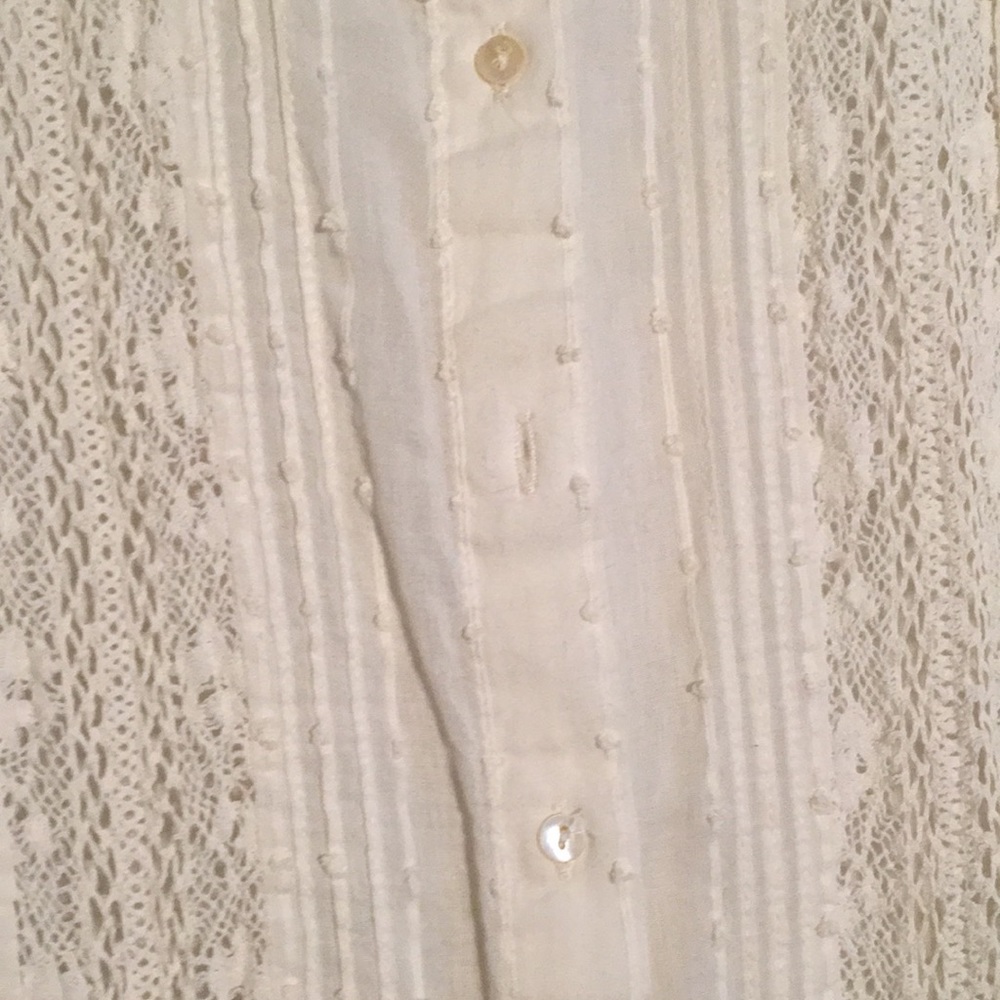 Zara Ecru Mesh Button Down Tunic - image 3